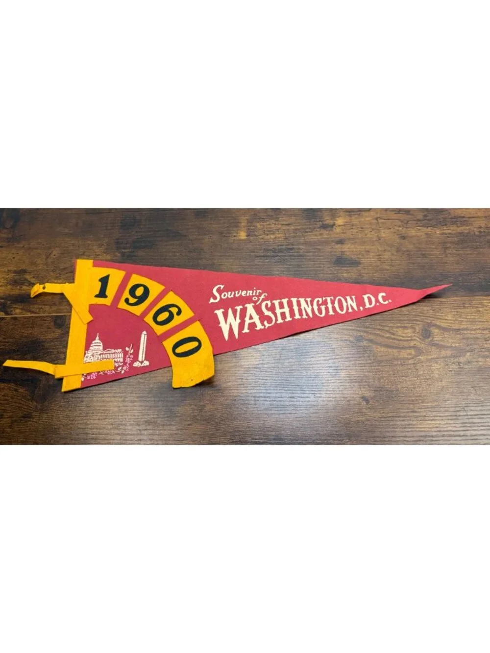 Vintage 1960 Washington D.C. Souvenir Felt Pennant 18 inches
